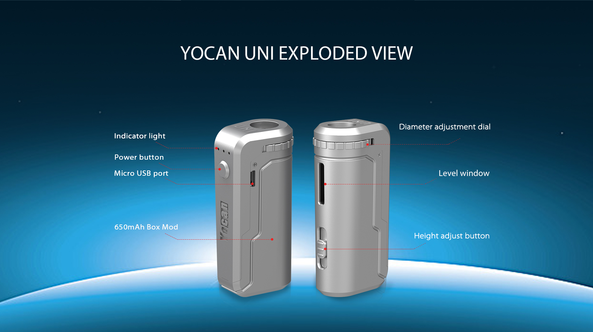 Yocan UNI exploded view.